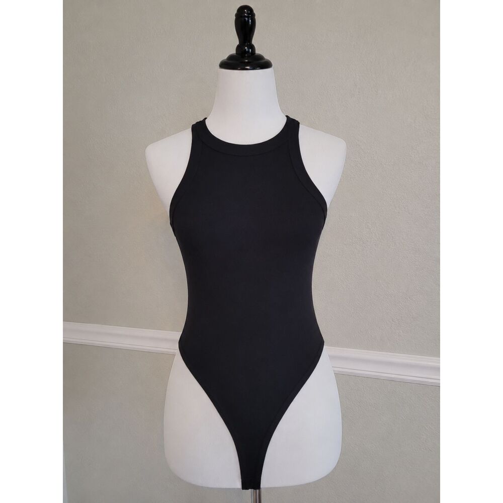 SHEIN Women’s Black Sleeveless High Neck Bodysuit Size Large L Basic Tank